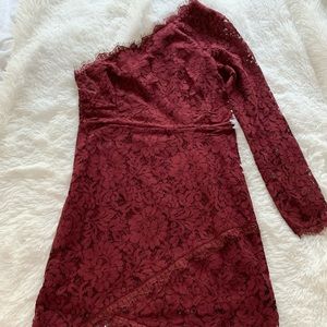 Red half shoulder dress